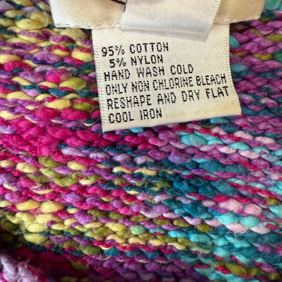 Vintage Talbots Women's Multicolor Cardigan Button Up Knit Heavy Cotton Sweater - Picture 4 of 7